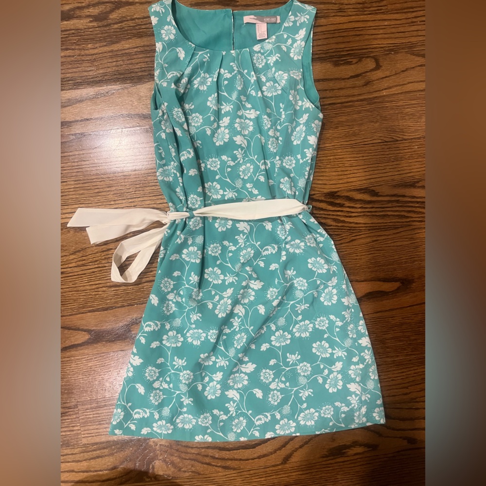 Forever 21 Teal Floral Dress with Cream Accents